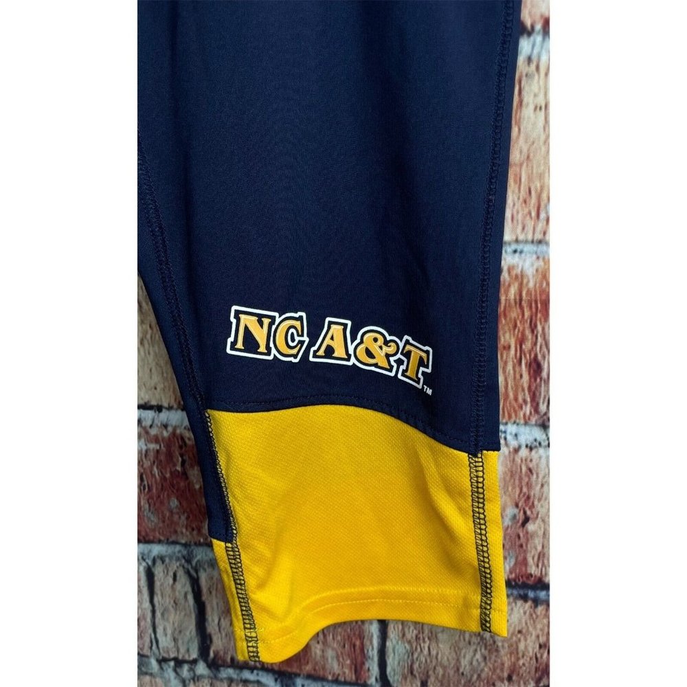 NC A&T Aggies HBCU Women's XL 16/18 Navy Blue Gold Capri Crop Leggings Russell - Picture 2 of 5